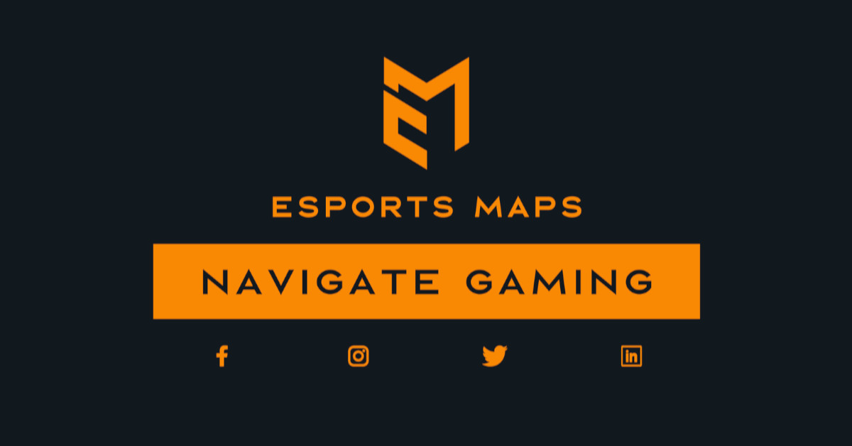 Esports Maps Navigate Gaming Banner With Social Icons